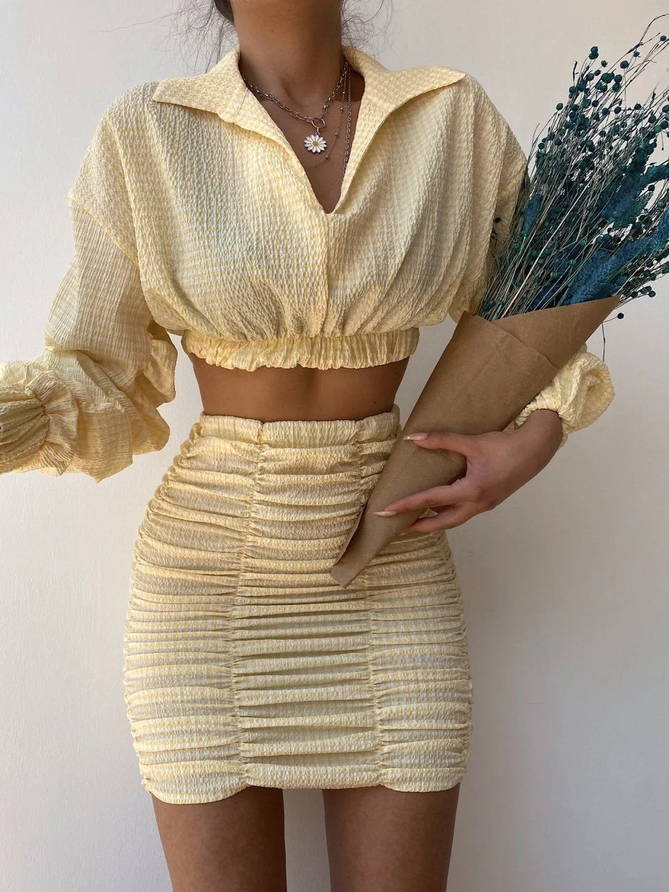 Style & Comfort for Mature Women Fashion Long Sleeve Plaid Mini Dress Set
