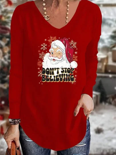 Women's Long Sleeve Scoop Neck Graphic Printed Tops