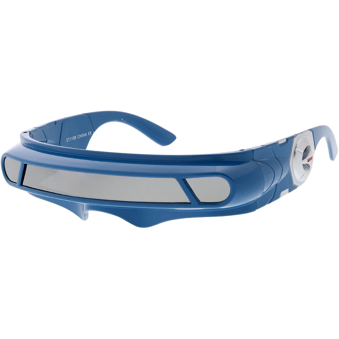 Futuristic Cyclops Shield Colored Mirror Mono Lens Wrap glasses 147mm