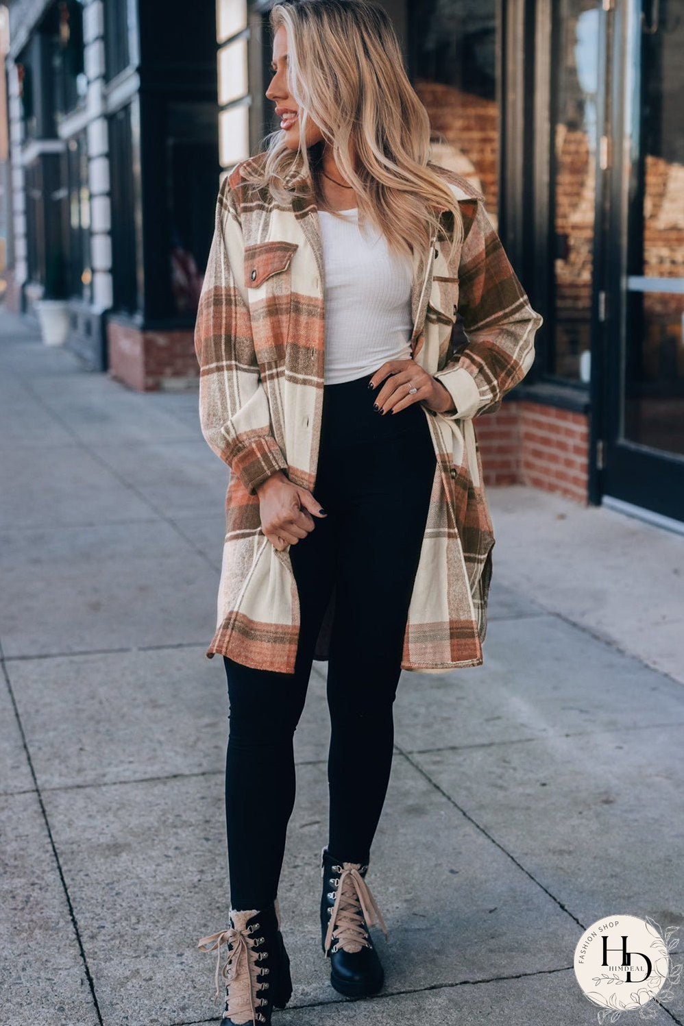Warm Plaid Shirt Jacket for Fall