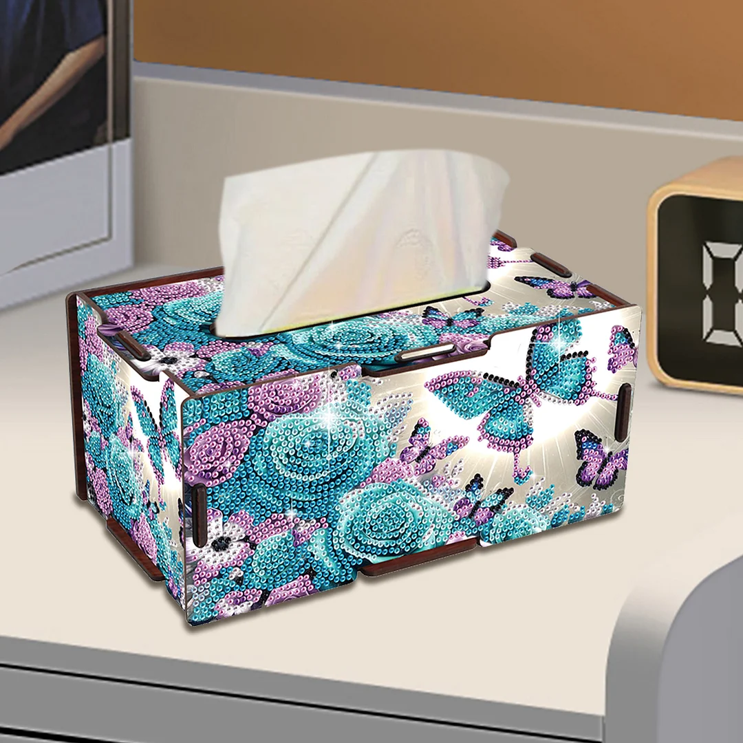 Wooden Diamond Painting Tissue Box for Home and Office Decoration (ZJH036)