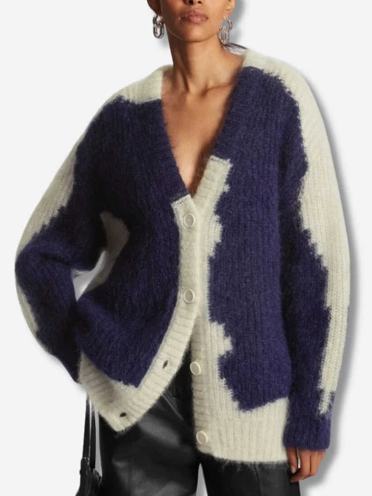 Brownm Neck Cardigan