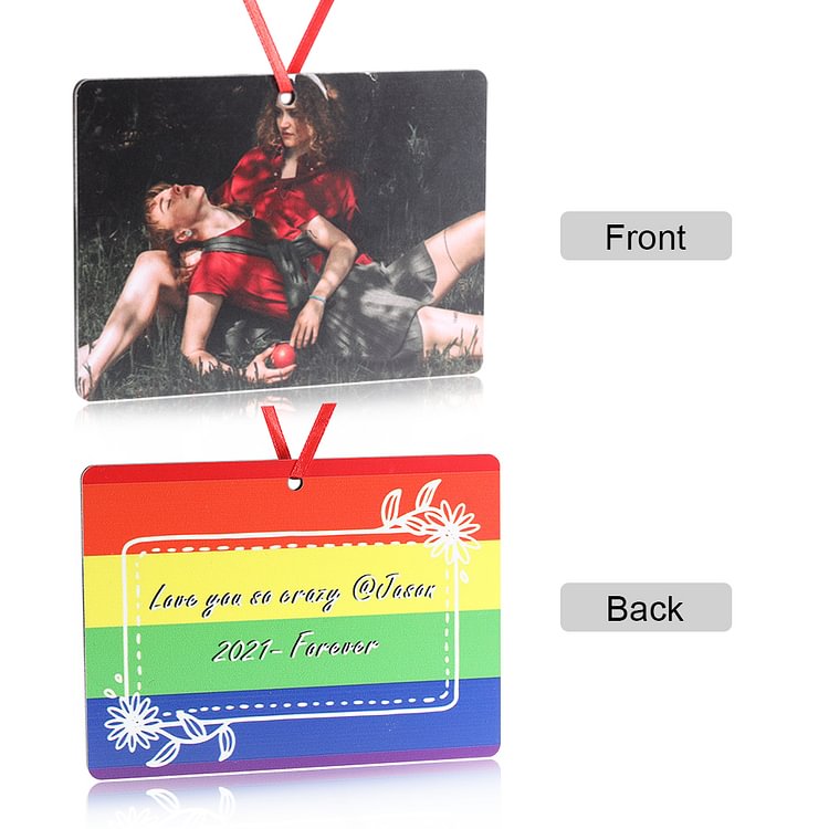 Personalized LGBT Gay Pride Pendant Decoration Wooden Ornaments with Custom Photo and Text