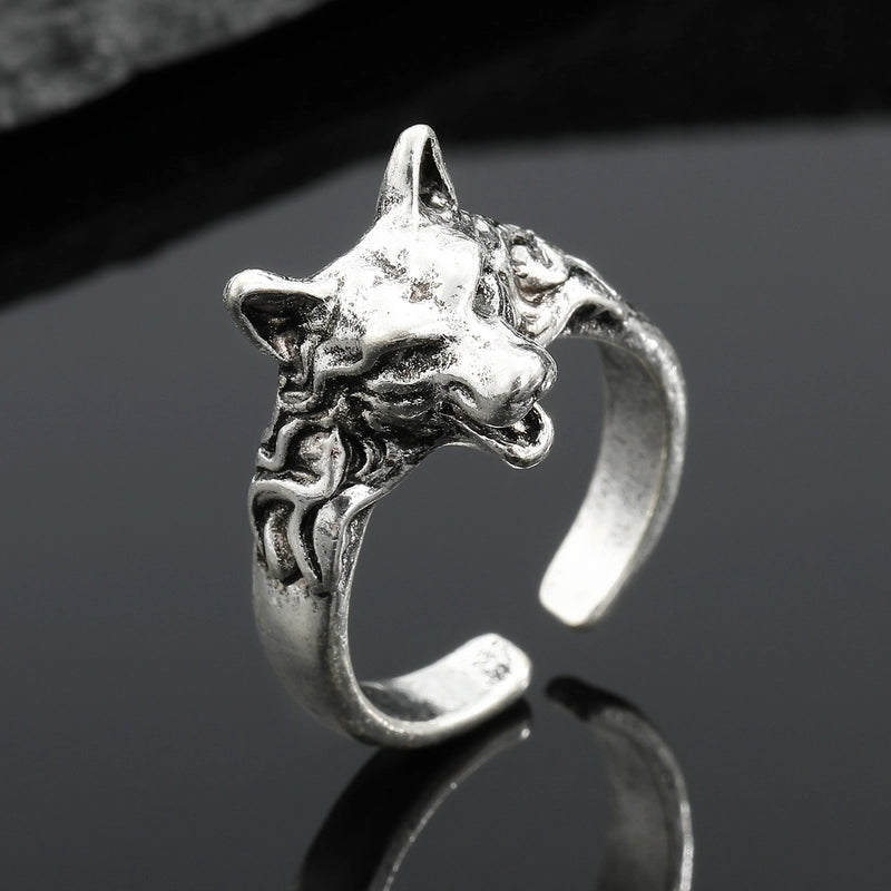 Fashion Metal Ring Retro Silver Feather Leaf Opening Alloy Ring