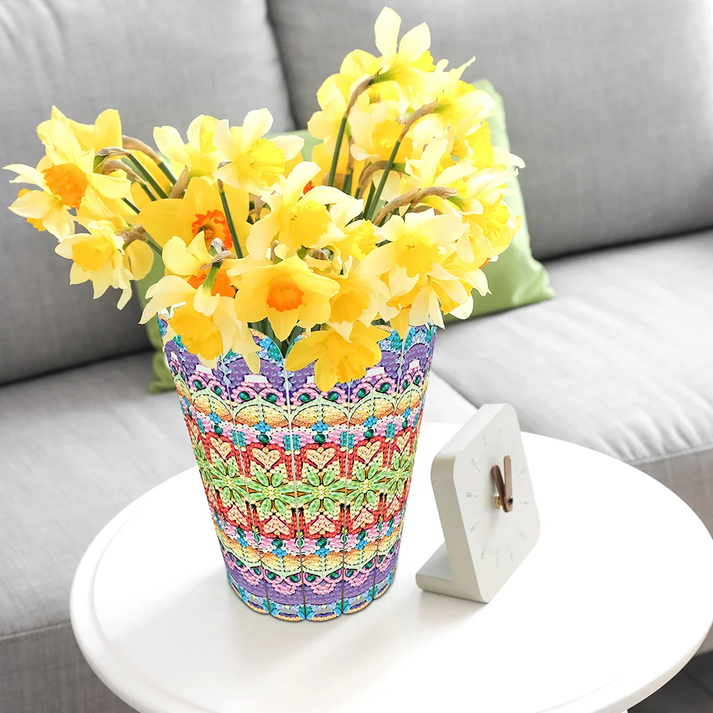 Desktop Diamond Art Flower Arrangement Vase for Home Office Decor (Flower)