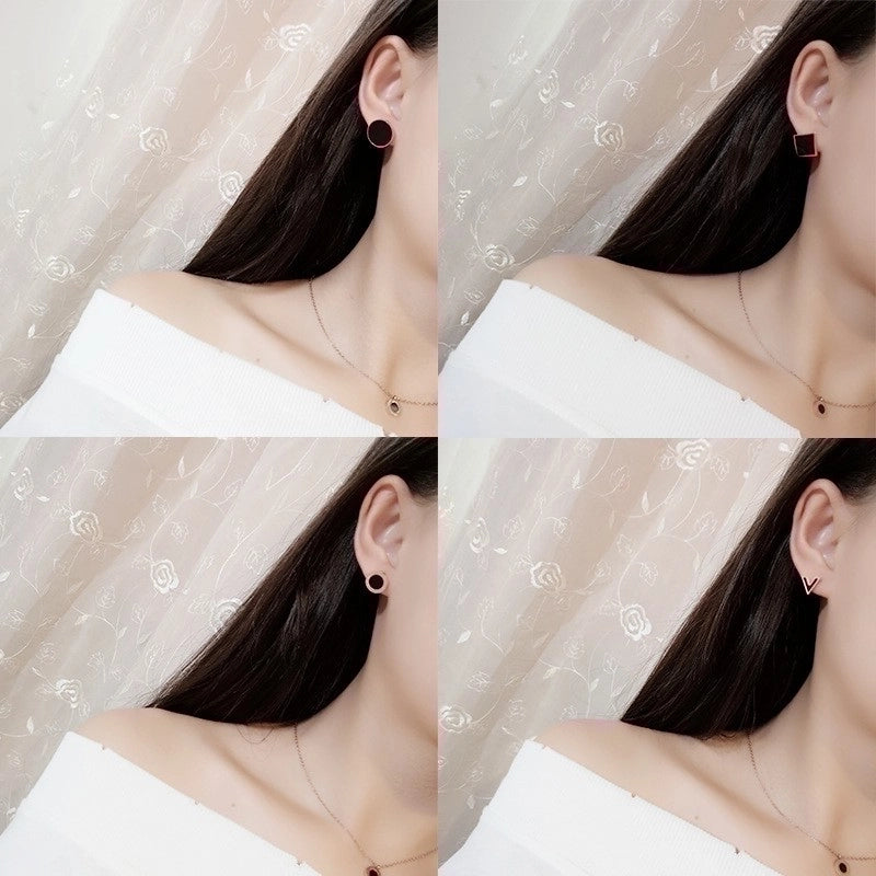 1 Pair Fashion Round Letter Stainless Steel Plating Ear Studs