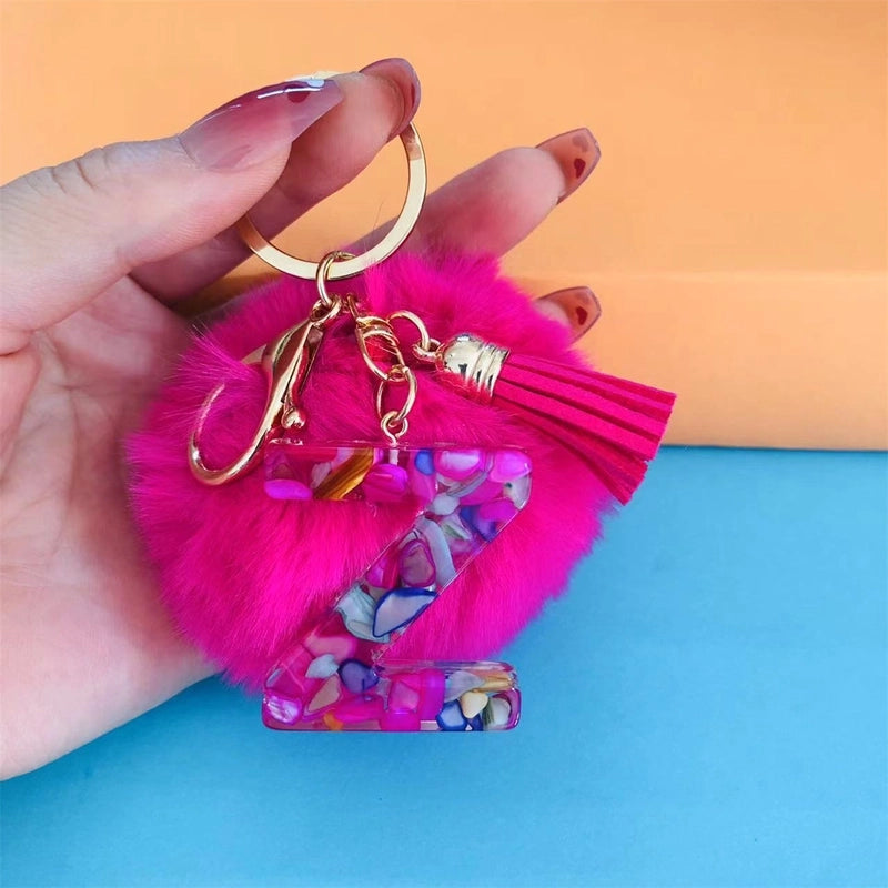 Minimalist Commute Letter Hairball Resin Unisex Bag Pendant Keychain