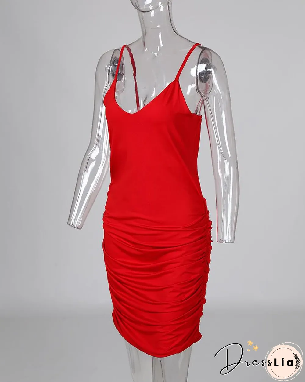 Red Scoop Neck Bodycon Dress