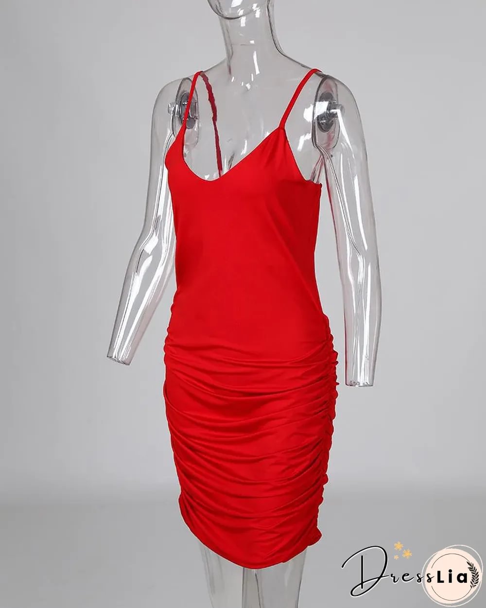 Red Scoop Neck Bodycon Dress