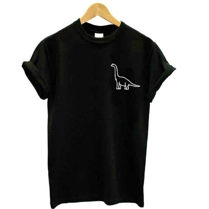 2021 dinosaur pocket Print Women tshirt Casual Cotton Hipster Funny t shirt For Lady Top Tee Tumblr Drop Ship Plus Size XS-4XL