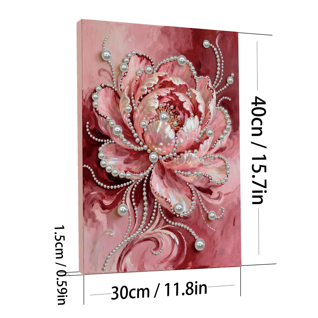 Pink Flowers DIY Pearl Diamond Art Kit for Adults Home Decor With Frame 30x40cm