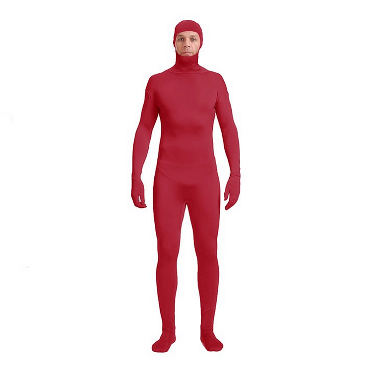 Adult Unisex Funny Jumpsuit Bodysuit Outfits Open Face Spandex Stretch Zentai Suit Carnival Costume 