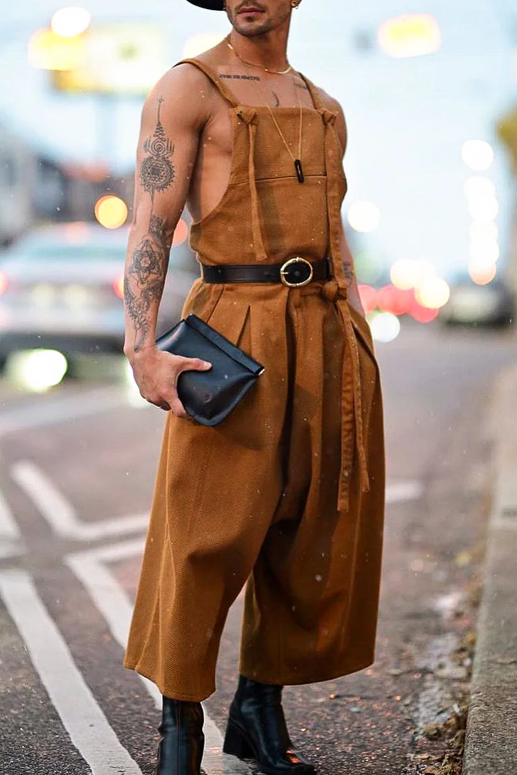 Knotted Strap Solid Wide Leg Overalls Jumpsuit [Pre-Order]