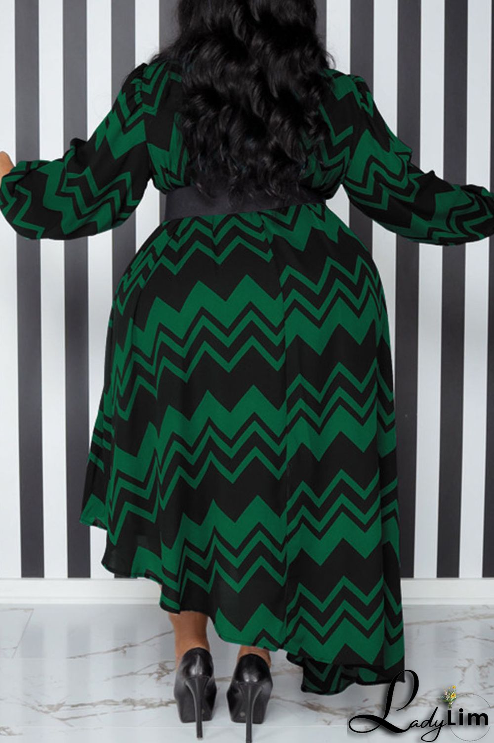 Yellow Casual Print Patchwork With Belt O Neck Irregular Dress Plus Size Dresses