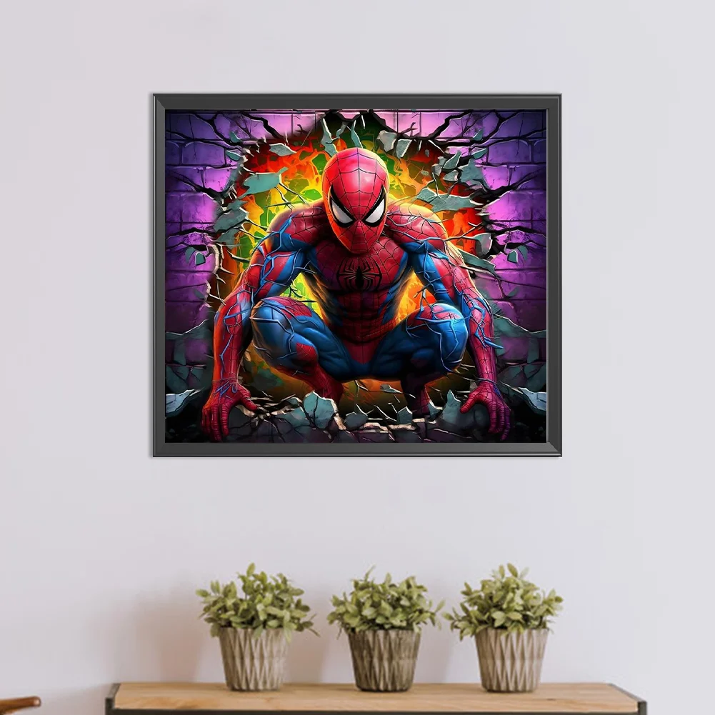 Diamond Painting - Full Round Drill - Spiderman Breaking Wall(Canvas|40*35cm)