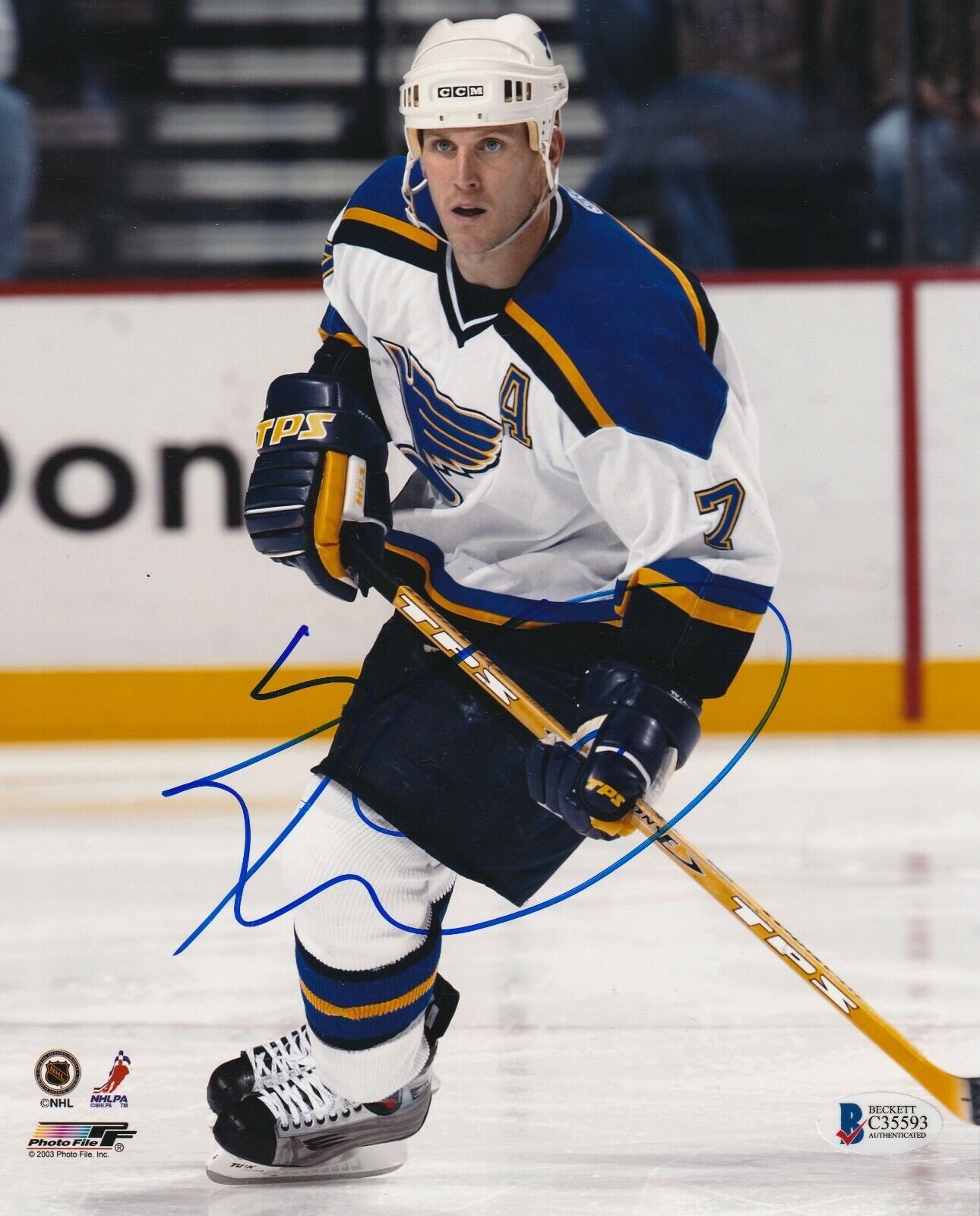 KEITH TKACHUK Signed St. Louis BLUES 8x10 Photo Poster painting w/ Beckett COA