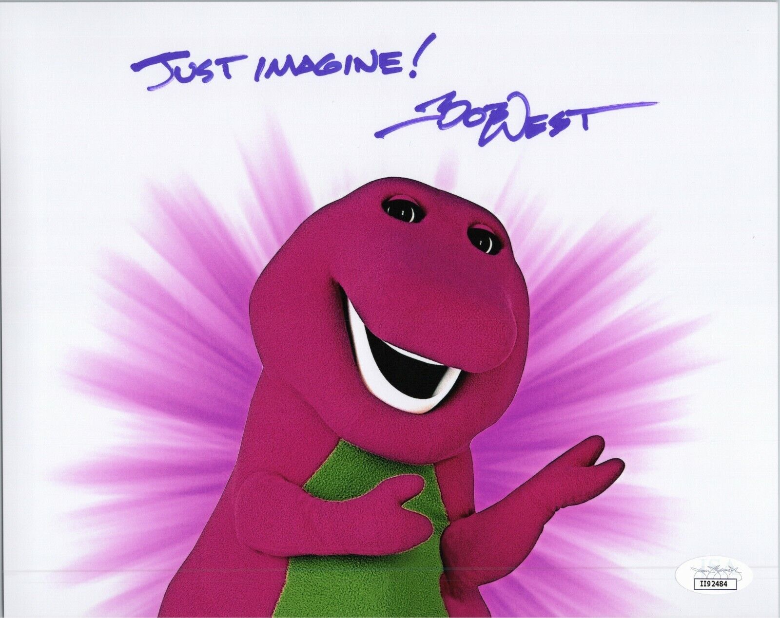 BOB WEST Authentic Hand-Signed BARNEY THE DINOSAUR