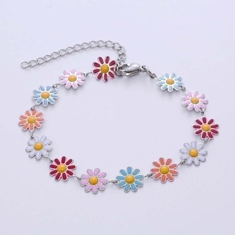 Bohemian Flower 304 Stainless Steel 18K Gold Plated No Inlaid Stainless Steel Bracelets In Bulk