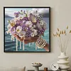 Seaside Pansy Beaded Bouquet Special Shaped 5D DIY Partial Drill Diamond Painting Kits for Adults Beginners Home Decor Diamonds Dots Gem Art Kits 11.81 X11.81inch