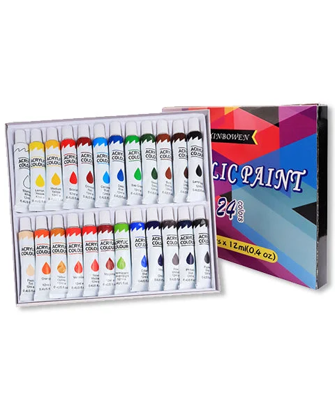 24 Colors Premium Artist Acrylic Paint Tubes-Himinee.com