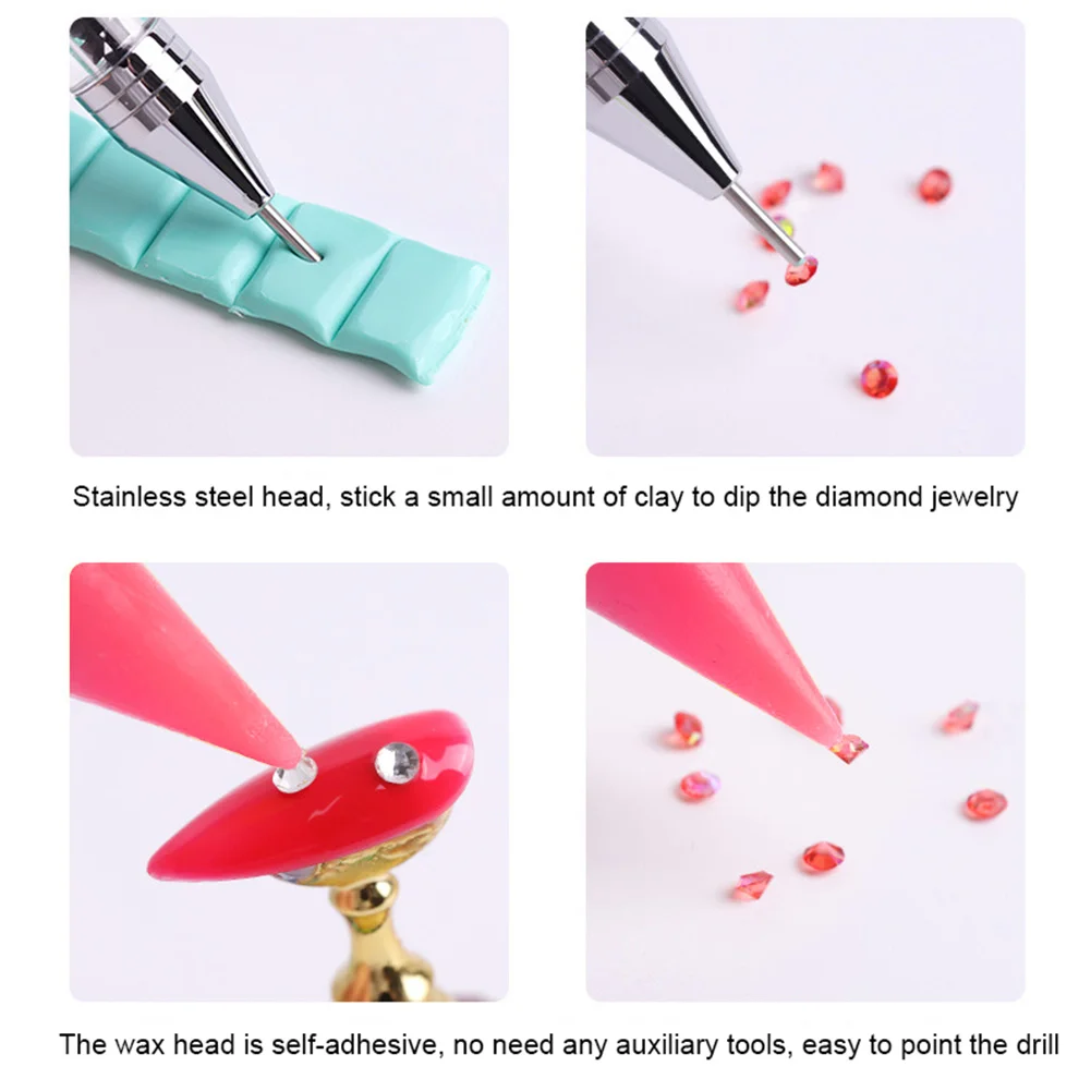 Dual Heads Acrylic Dotting Wax Pen Point Drill Picker Nail Art Studs Dotter