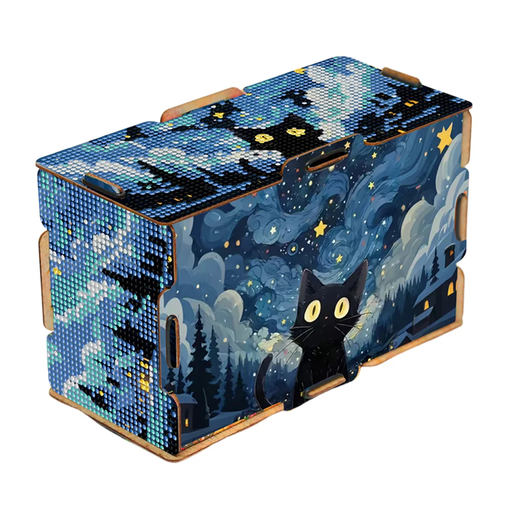Kitten 5D DIY Diamond Painting Handmade Tissue Holder Wooden Tissue Box Craft