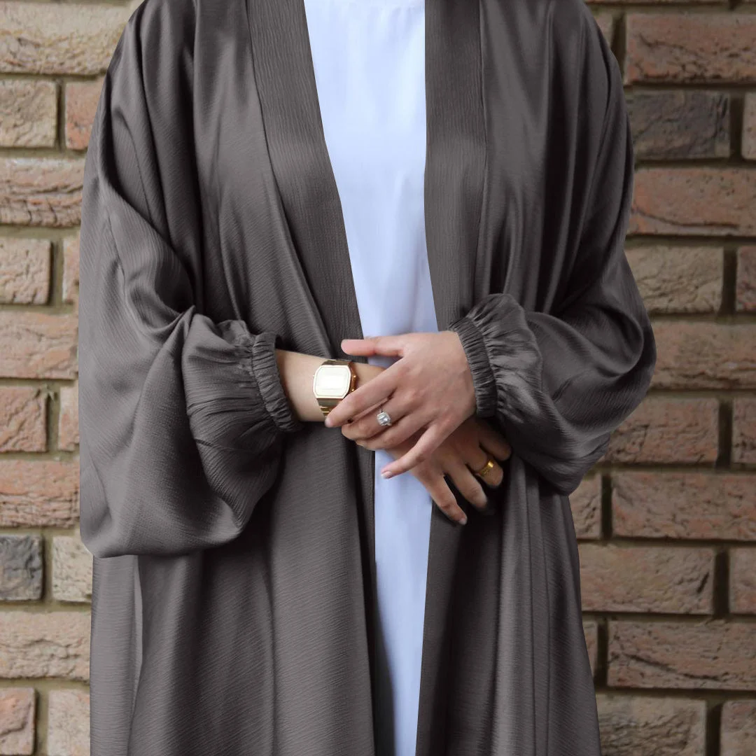 Uveng Casual Swing Plus Size Cardigan Robe Drawstring Sleeve Dress