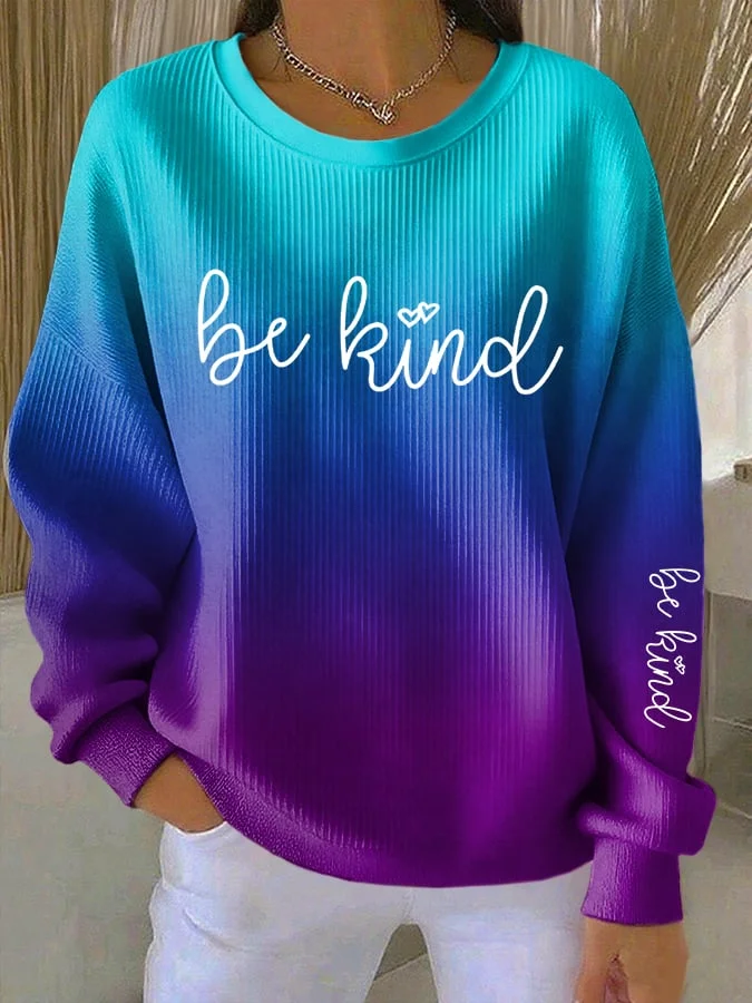 Women'SBe Kind Print Casual Sweatshirt socialshop
