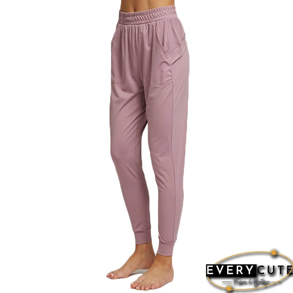 Light Purple Casual Skinny Pants With Pockets