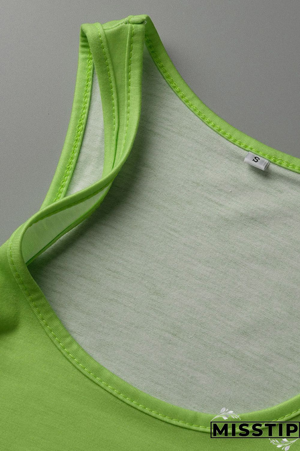 Fluorescent Green Casual Gradual Change Print Patchwork U Neck Sleeveless Two Pieces