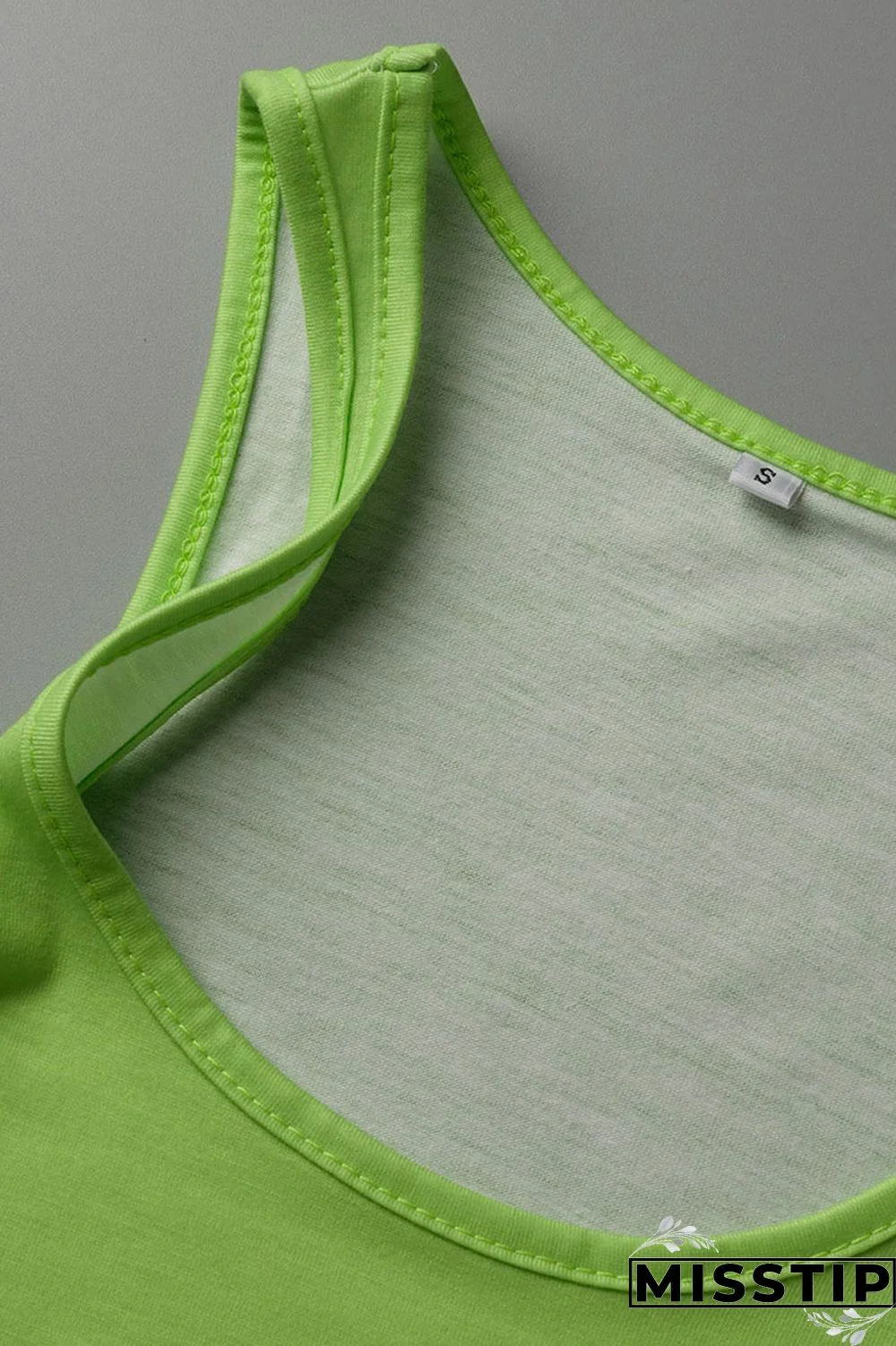 Fluorescent Green Casual Gradual Change Print Patchwork U Neck Sleeveless Two Pieces