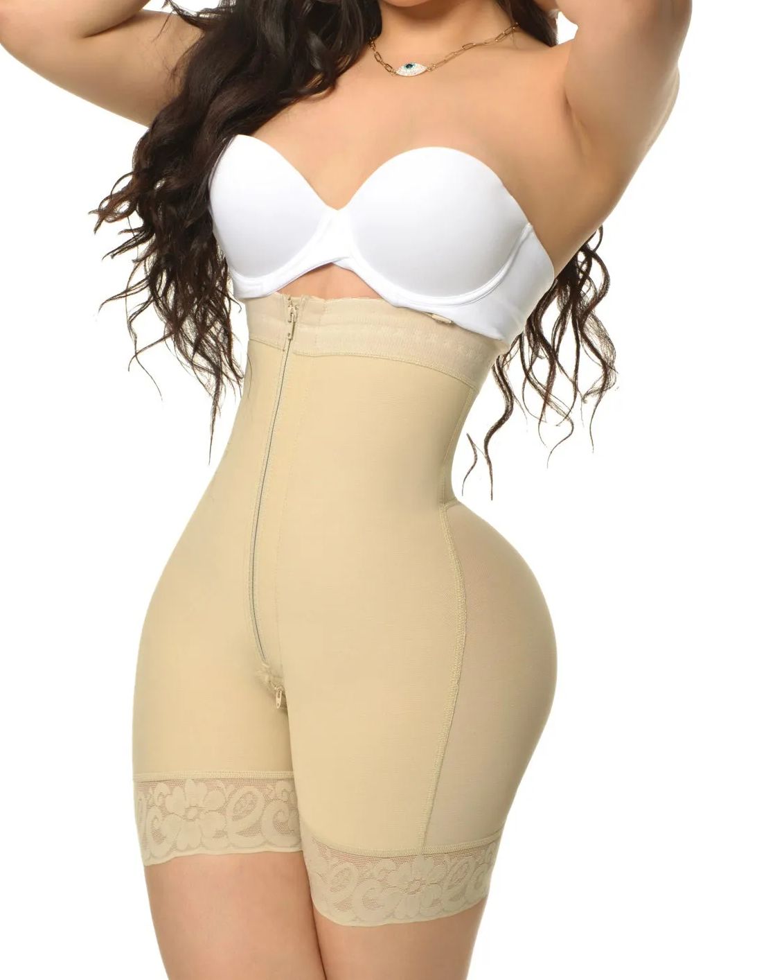 Fajas Compression Shapewear Open Bust Tummy Control with Zipper