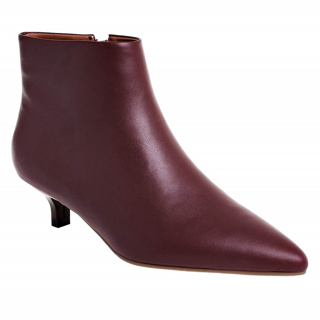 40mm Women's Ankle Boots Low Heels Shoes Zipper Booties Solid Color-vocosishoes
