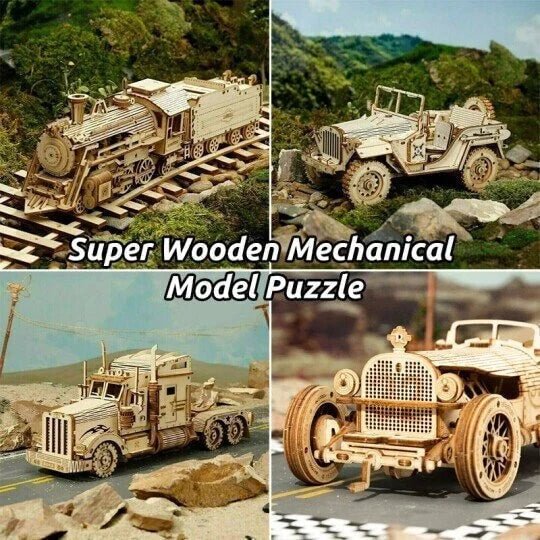 Super Wooden Mechanical Model Puzzle Set - vzzhome