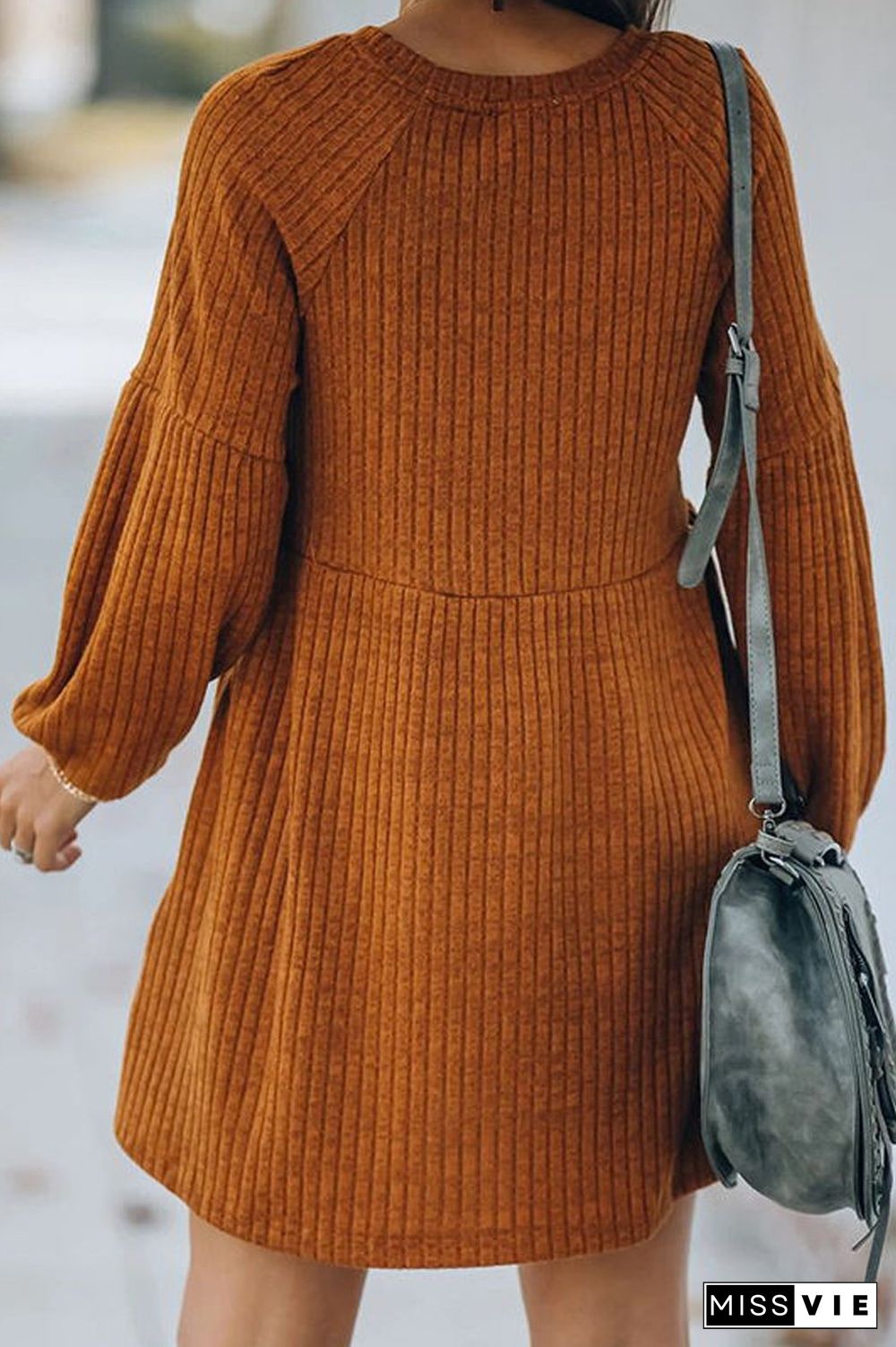 Round Neck Rib Knitted Dress