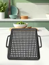 29CM Cast Iron Grill Net Double-Sided Square Baking Tray Hollow Out Grill Pan