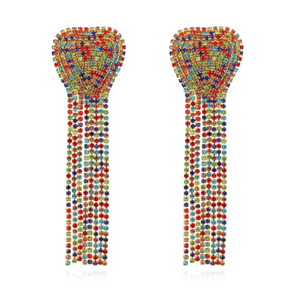 Dvacaman 2022 Valentine's Day Heart-Shaped Rhinestone Earrings For Women Shiny Statement Wedding Party Gift Crystal Drop Jewelry