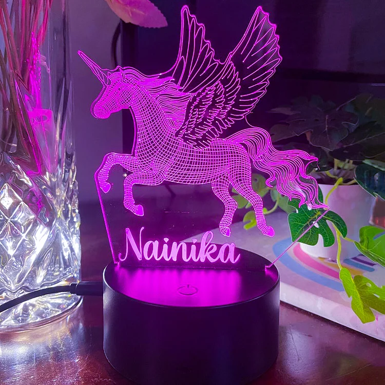 Personalized Unicorn Magical Night Light Custom Name Changeable Color Lamp