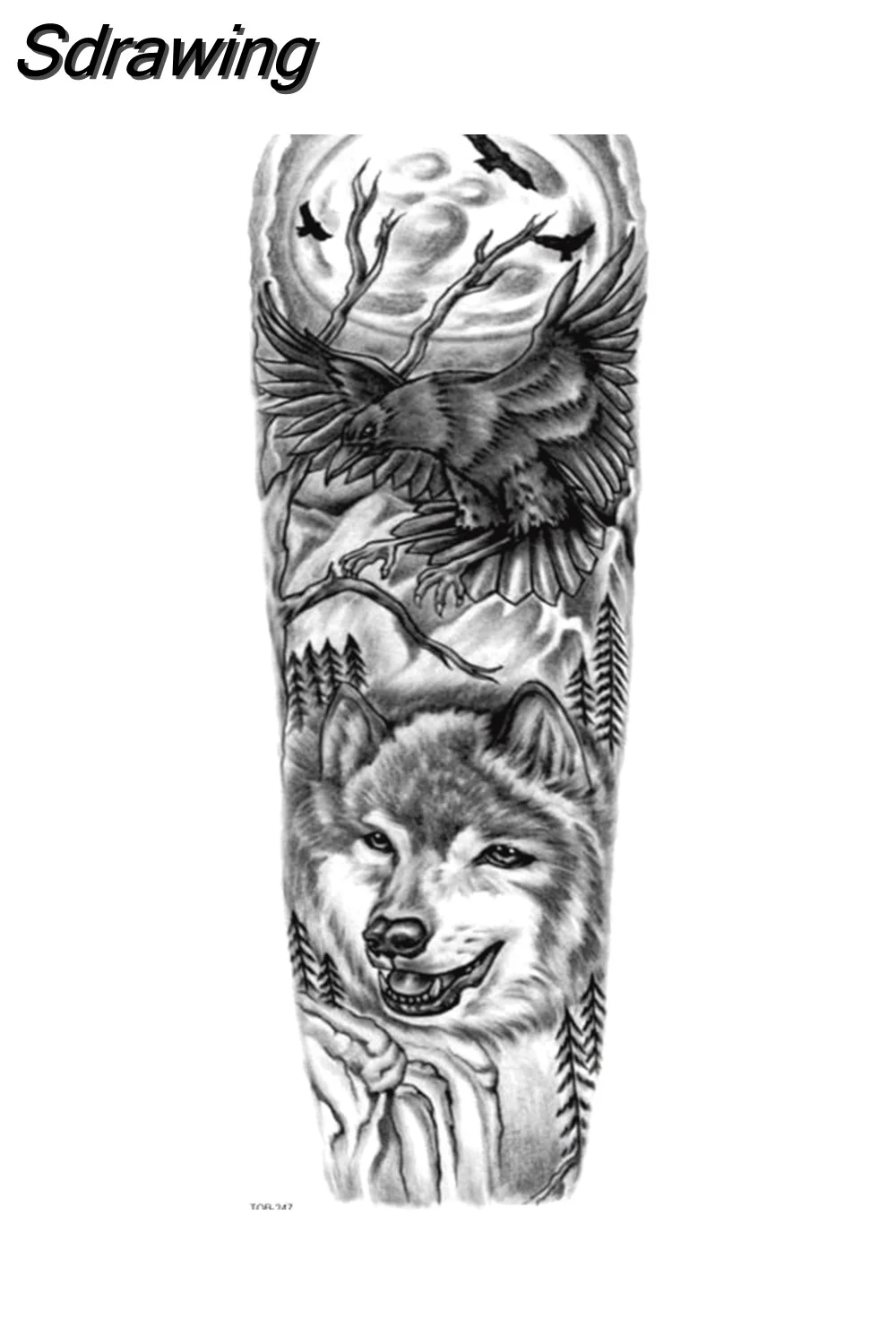 Sdrawing Tattoo Dragon For Men Waterproof Sleeves Angel Tiger Snake Animal Stickers Waterproof Temporary Tattoos Skeleton Hand 521-1