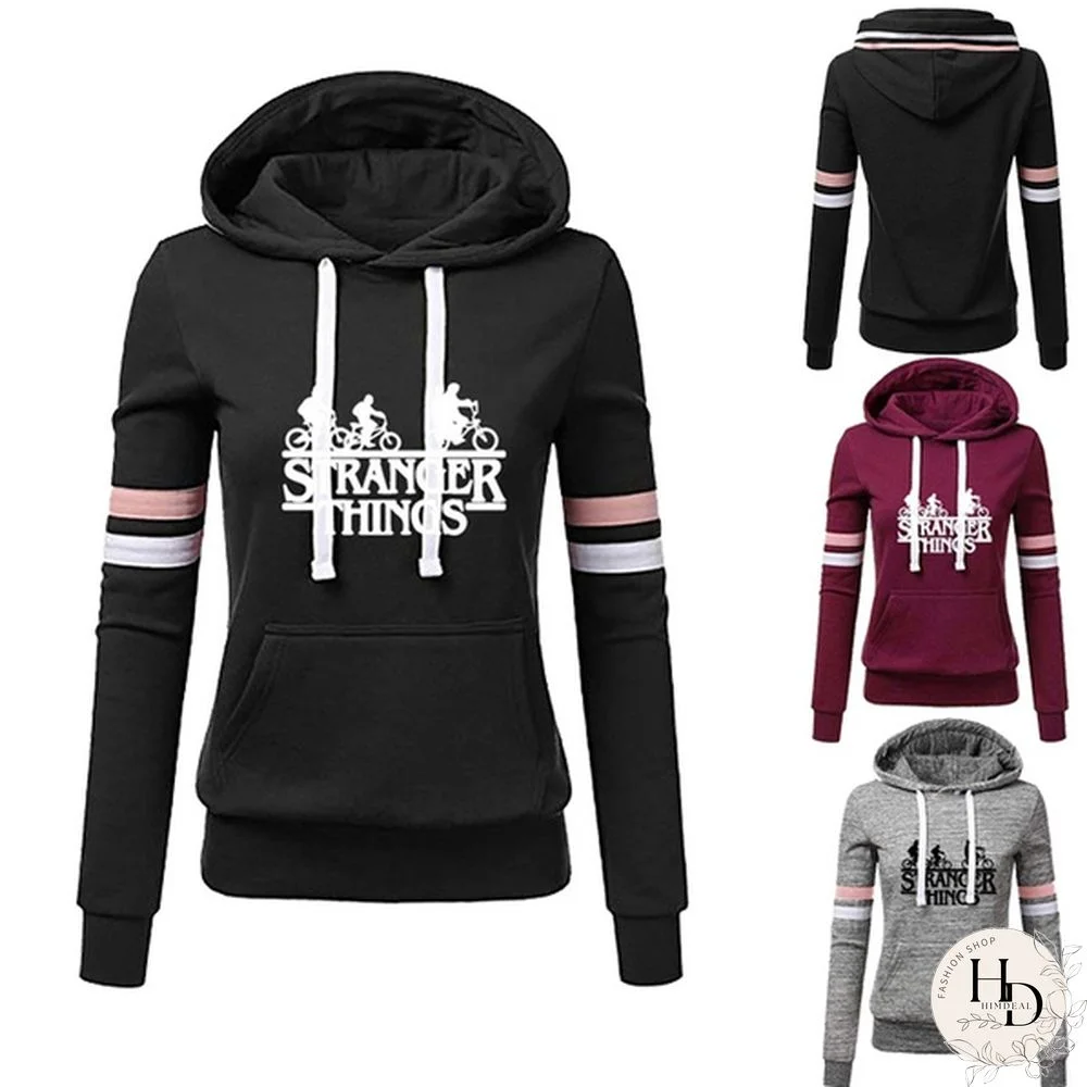 Stranger Things Printed Hoodies Teens Trendy Women Slim Fit Pullover Hooded Sweatshirts