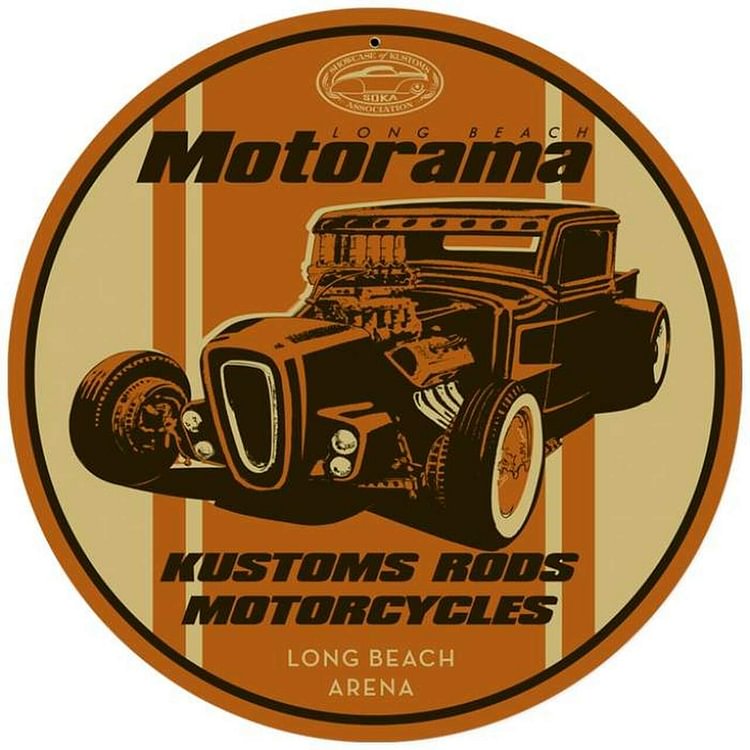 30*30cm - Kustom Rods Motorcycles - Round Tin Signs/Wooden Signs