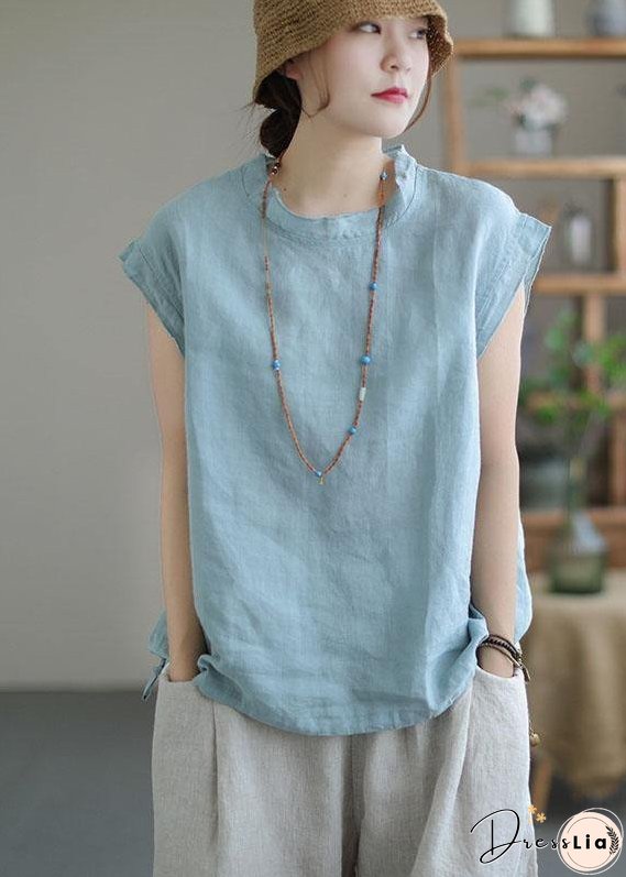 Yellow Drawstring Patchwork Summer Linen Tank Sleeveless