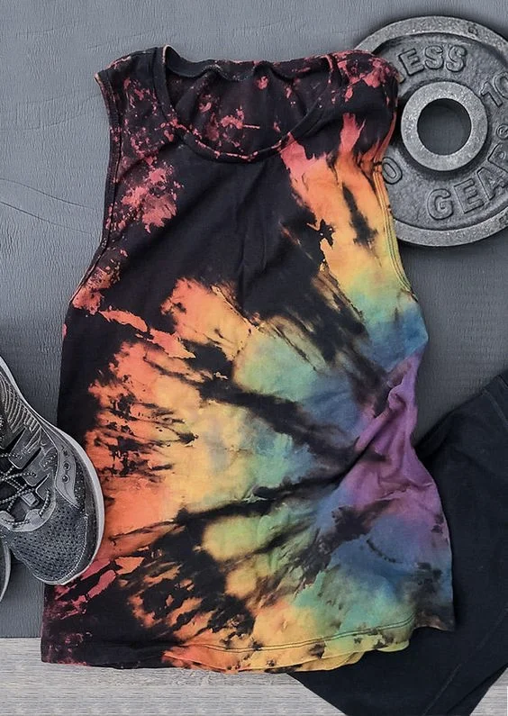 Reverse Tie Dye Rainbow Tank