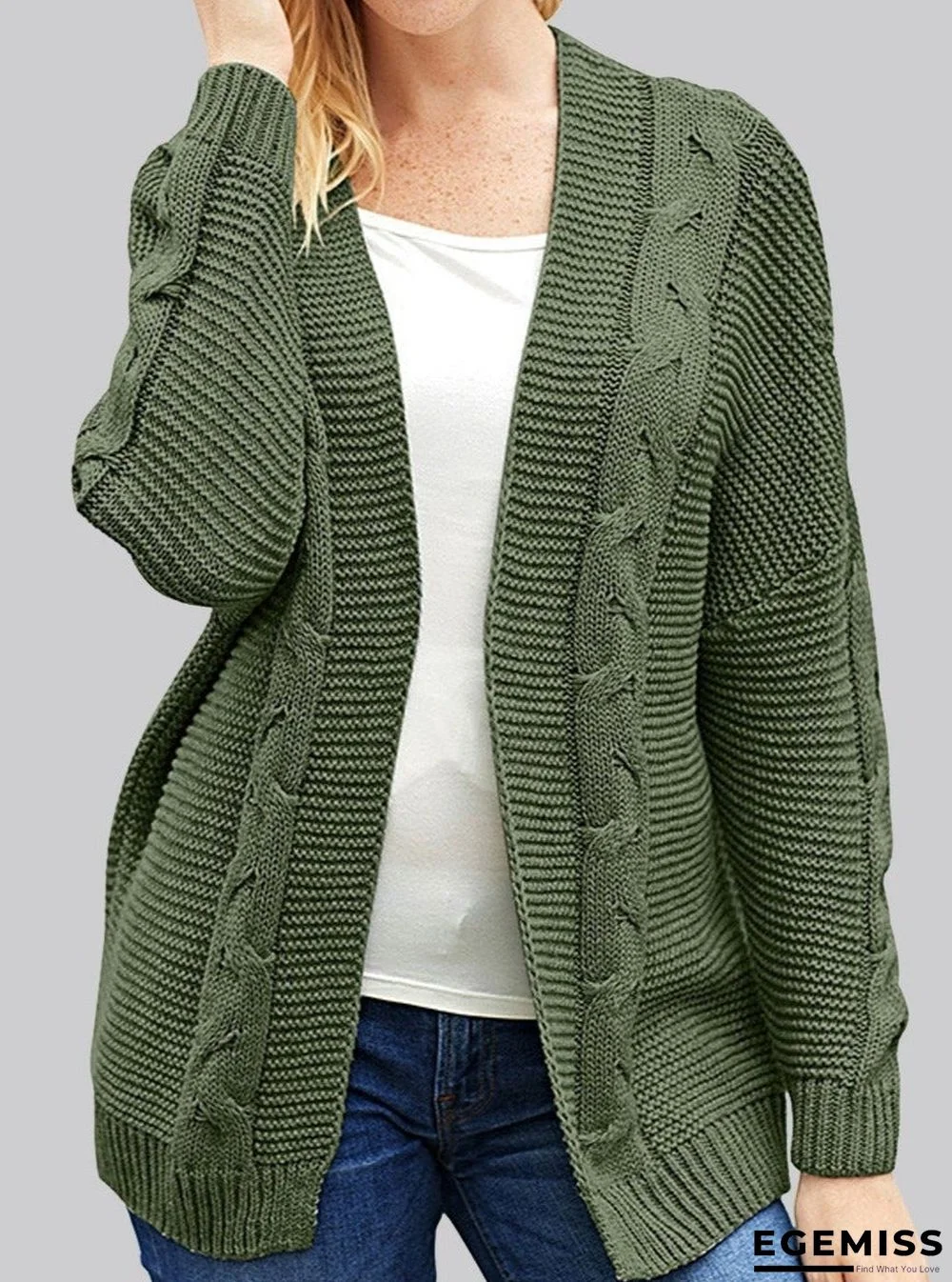 Casual Solid Color Long-Sleeved Cardigan | EGEMISS
