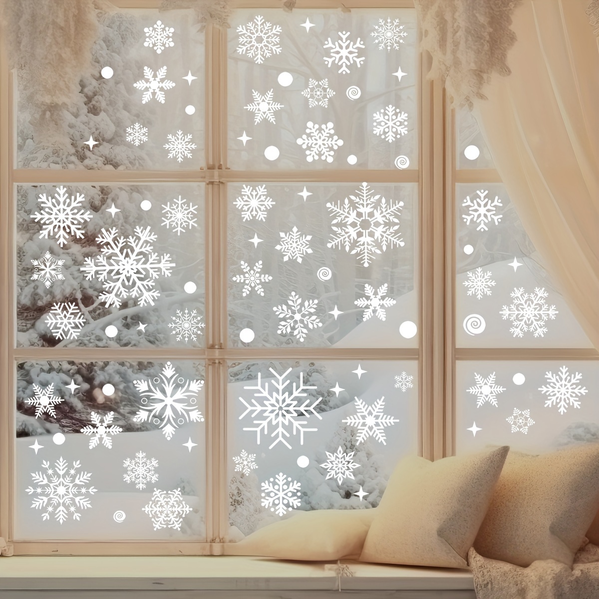 Tegooe 137PCS Reusable PVC Snowflake Window Decals for Christmas