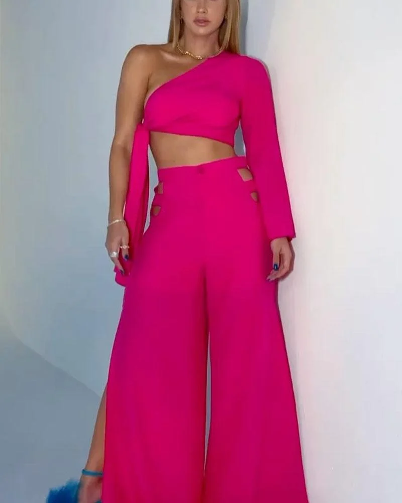 Irregular One Shoulder Open Waist Design Suit