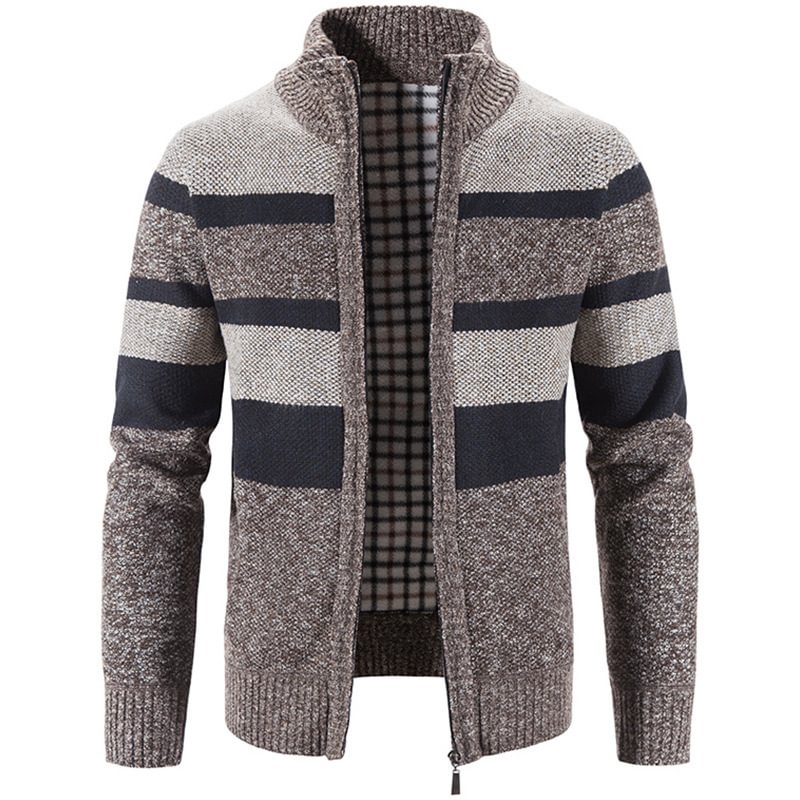 Autumn And Winter Plus Velvet Padded Stand Collar Sweater Cardigan-Compassnice®
