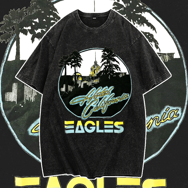 Davidhawaii100% Cotton Casual Street Retro Round Logo Landscape T-Shirt - 100% Cotton