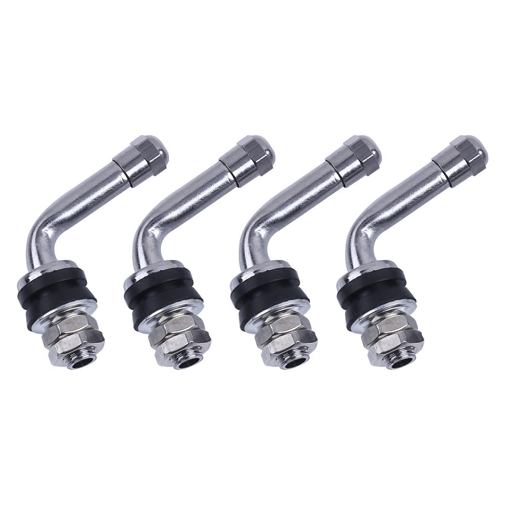 

4pcs 90 Degrees Angle Bolt In Tubeless Chrome Plated Metal Tire Valve Stems, 501 Original
