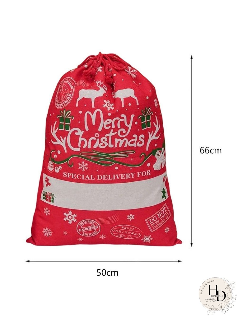 Festive Christmas Large Drawstring Gift Bag - 50*66cm